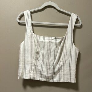 Antonio Melani White Striped Crop Tank Top
